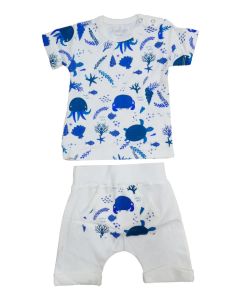 Conjunto Manga Corta Cangrejo Incahugs Bebé Blanco